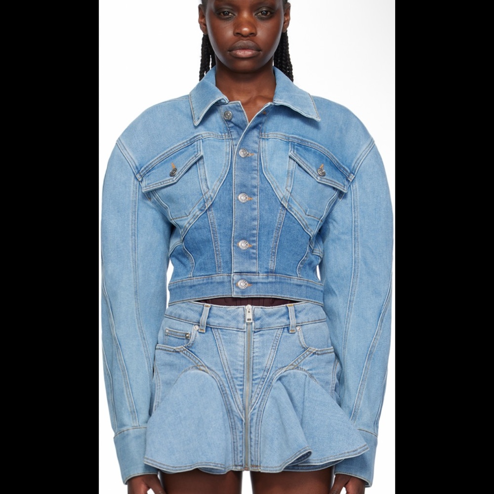 Mugler cropped denim jacket